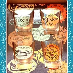 Harley-Davidson Col-Parts Vintage Stamp Shot Glass Set
